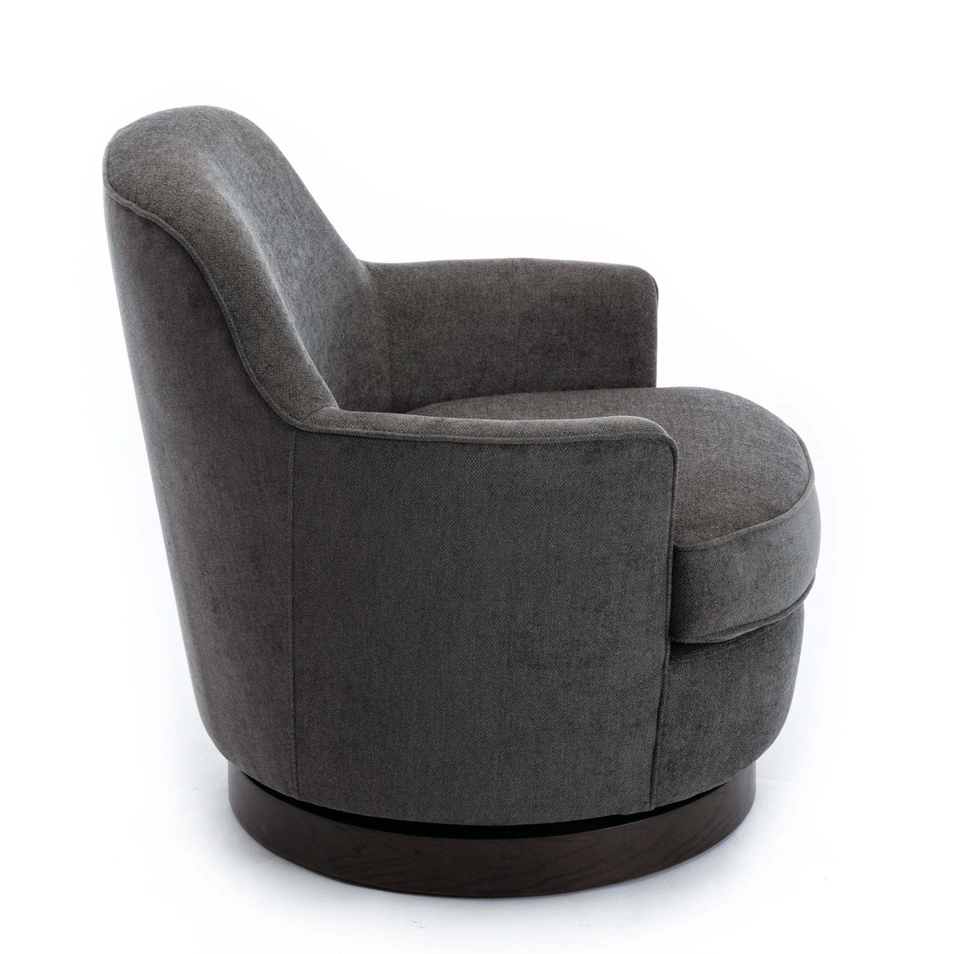 Richfield Charcoal Wood Base Swivel Chair charcoal grey-foam-polyester