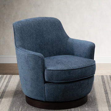 Richfield Cadet Blue Wood Base Swivel Chair blue-foam-polyester