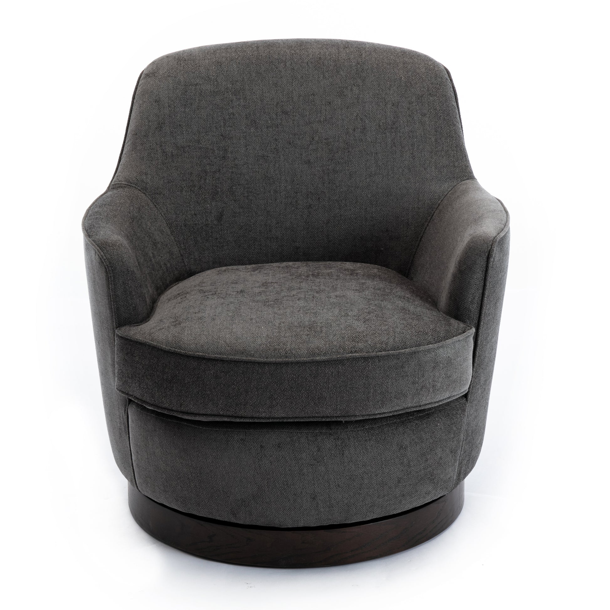 Richfield Charcoal Wood Base Swivel Chair charcoal grey-foam-polyester