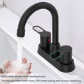 2 Handles Bathroom Sink Faucet, Matt Black Centerset matte black-metal