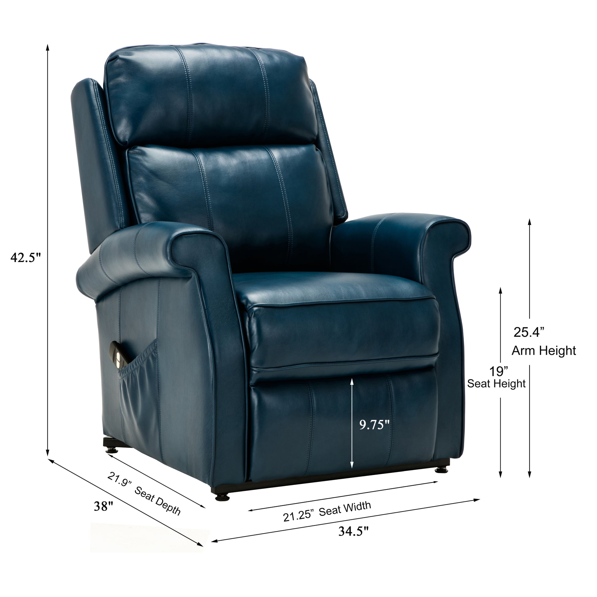 Landis Navy Blue Traditional Lift Chair navy blue-foam-pu leather