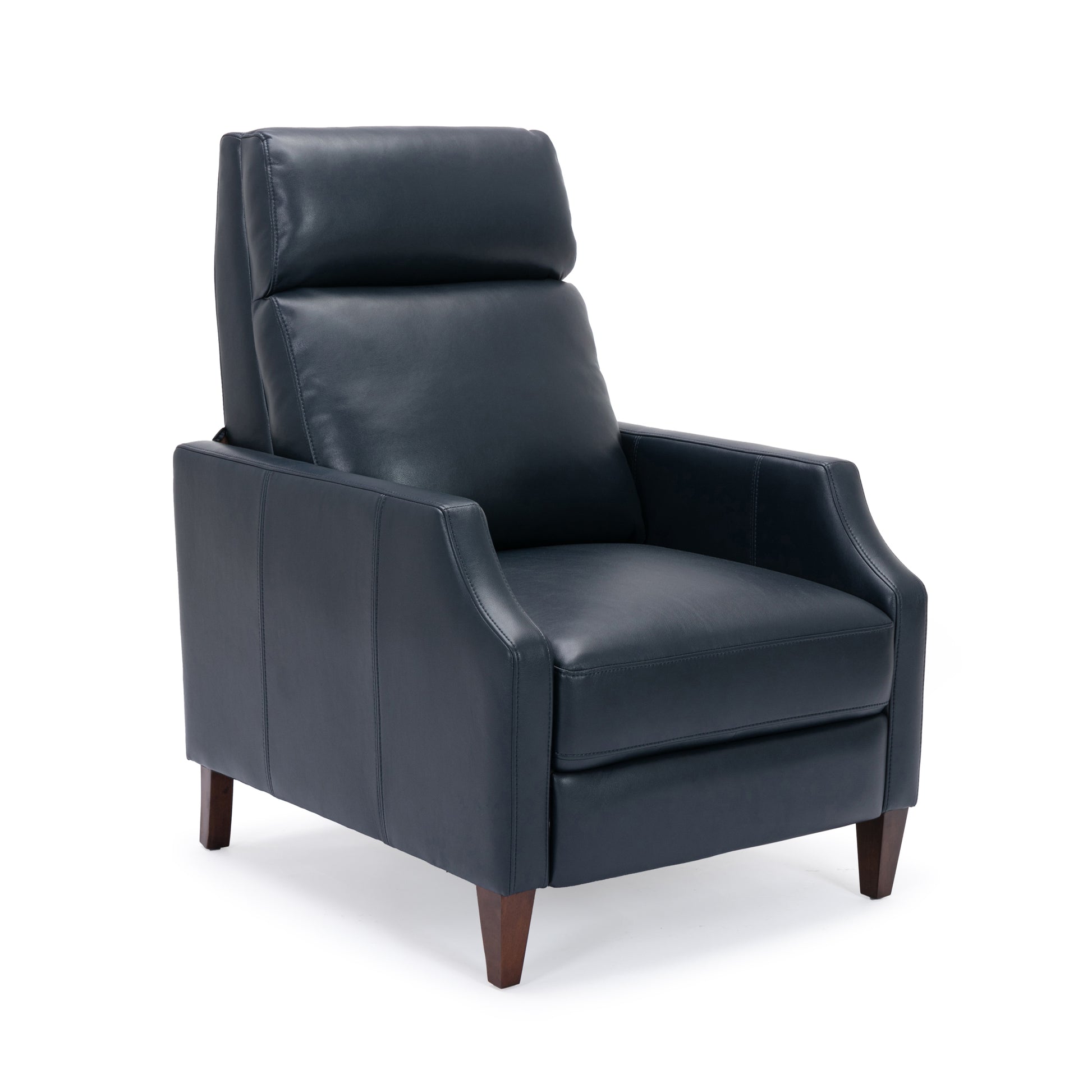 Biscoe Push Back Recliner Midnight Blue dark blue-foam-pu leather