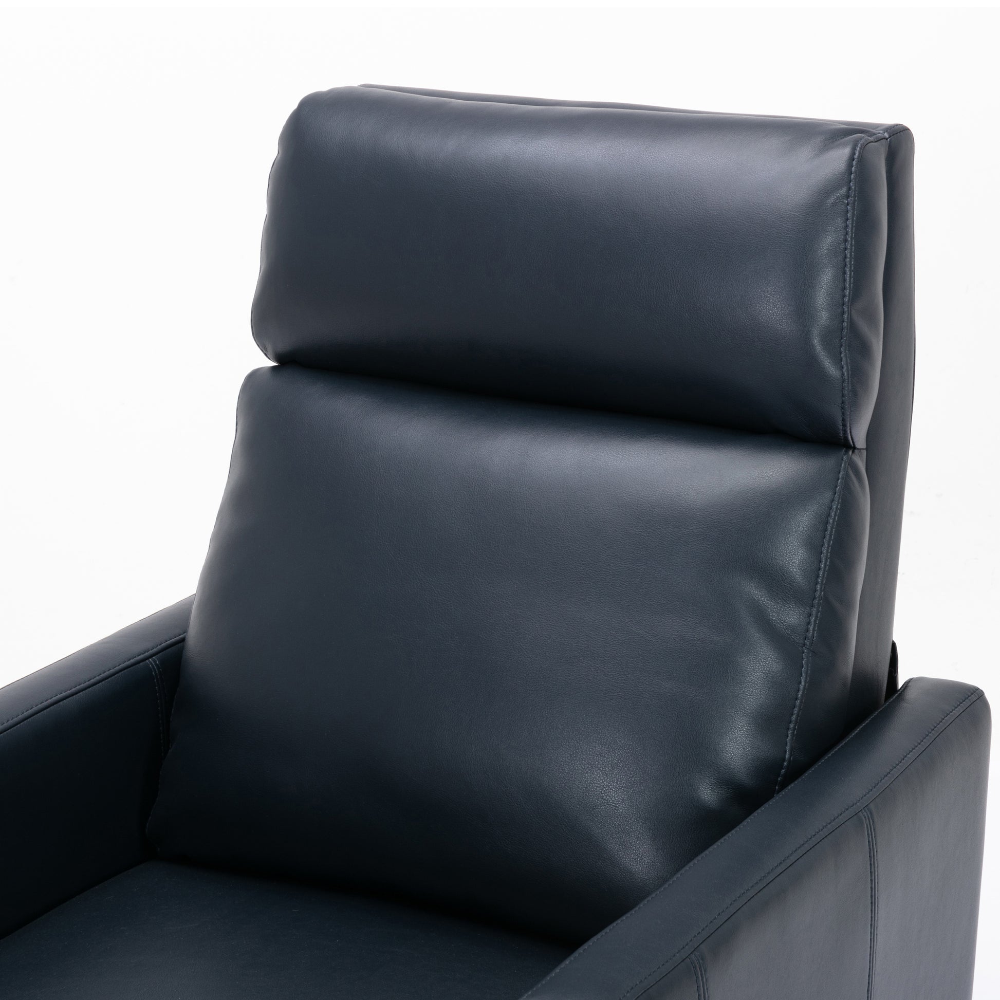 Biscoe Push Back Recliner Midnight Blue dark blue-foam-pu leather