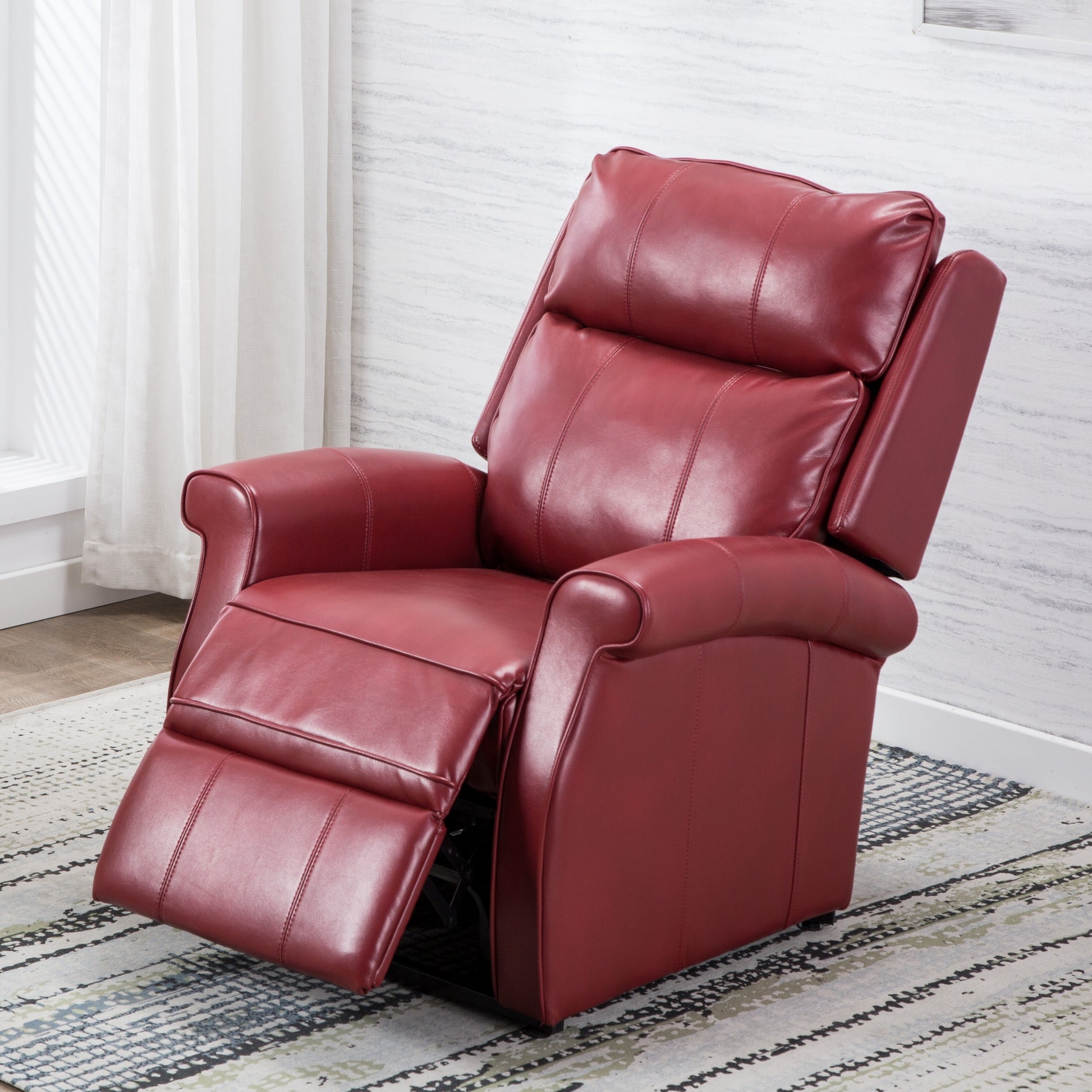 Landis Red Traditional Lift Chair red-foam-pu leather