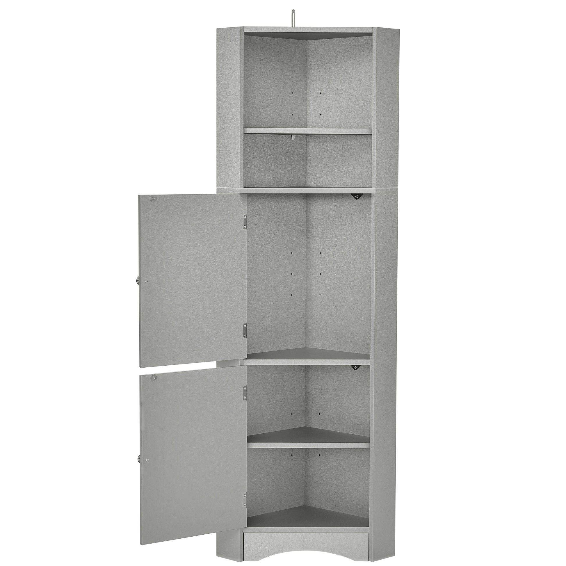 Tall Bathroom Corner Cabinet, Freestanding Storage gray-mdf