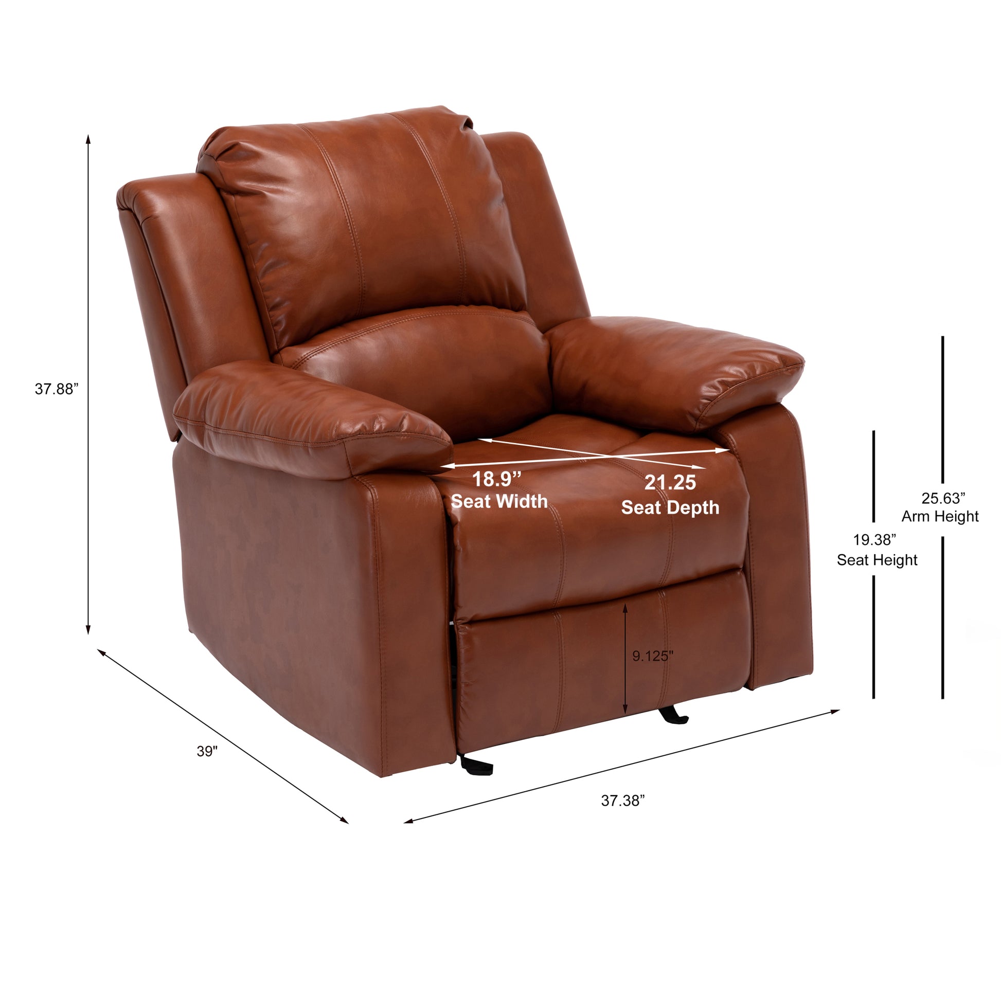 Charlotte Caramel Leather Gel Recliner caramel-foam-pu leather