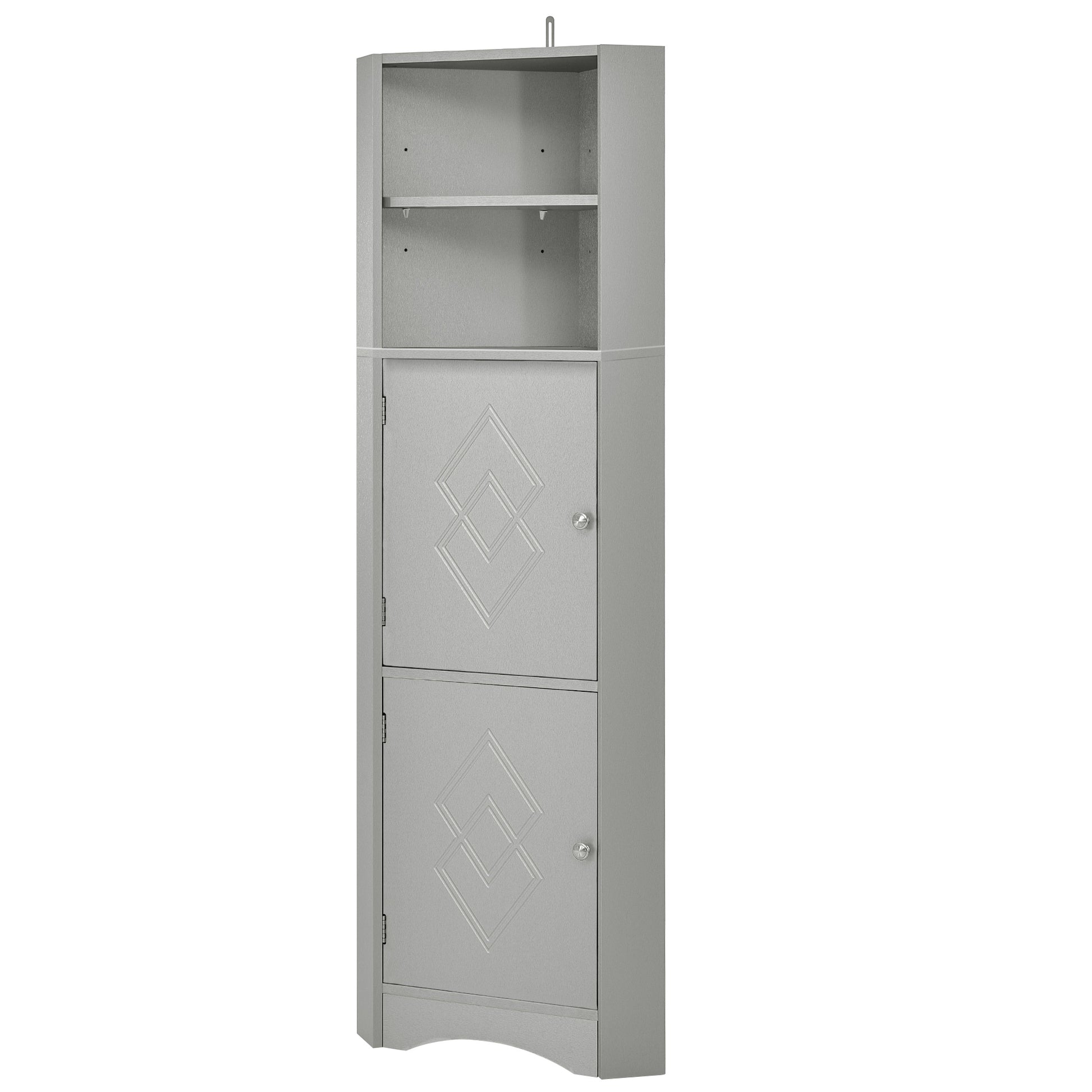 Tall Bathroom Corner Cabinet, Freestanding Storage gray-mdf