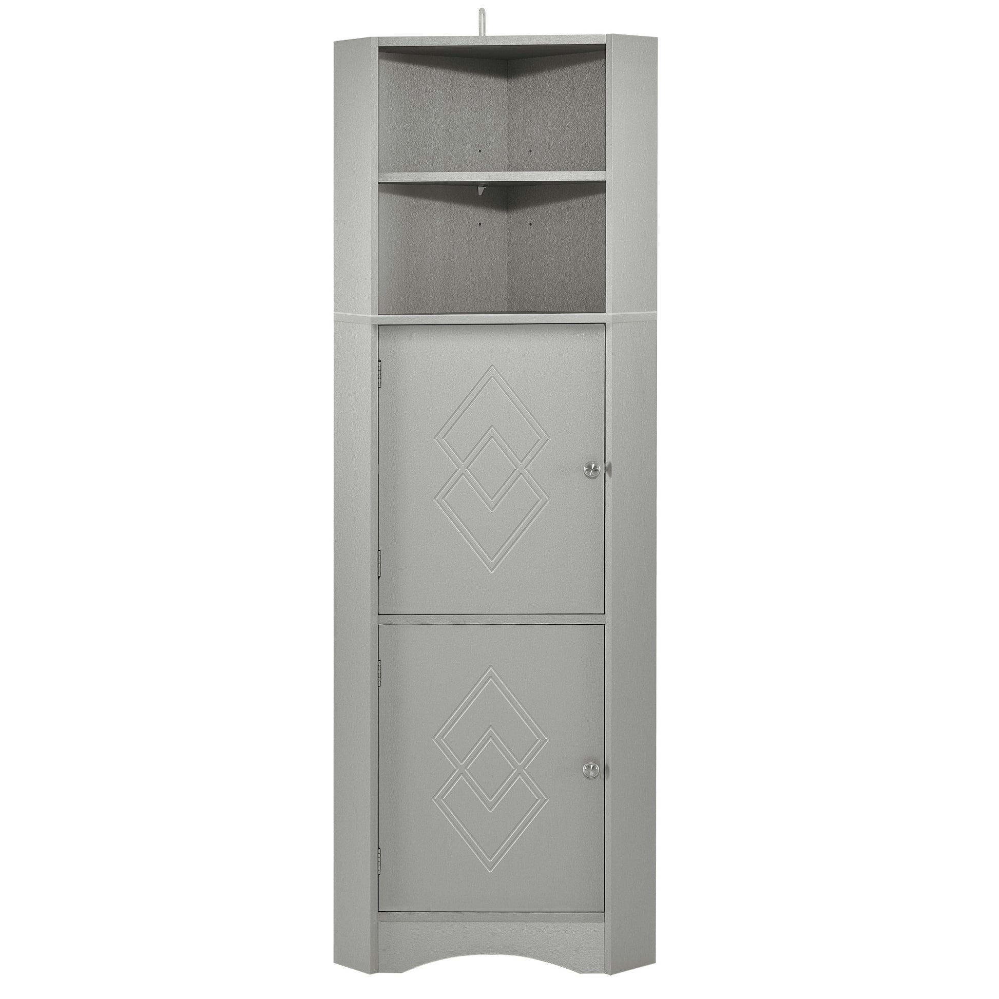 Tall Bathroom Corner Cabinet, Freestanding Storage gray-mdf