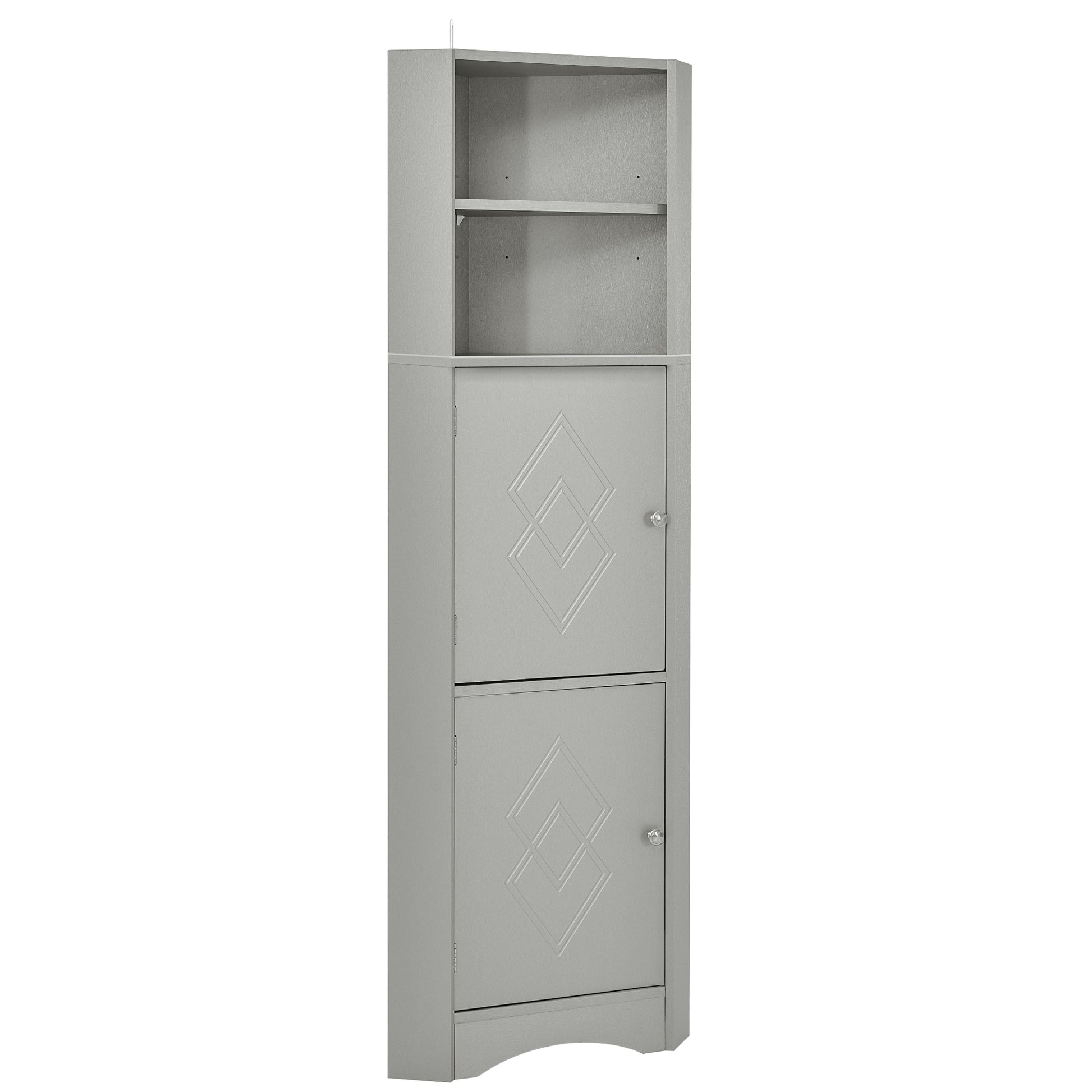 Tall Bathroom Corner Cabinet, Freestanding Storage gray-mdf