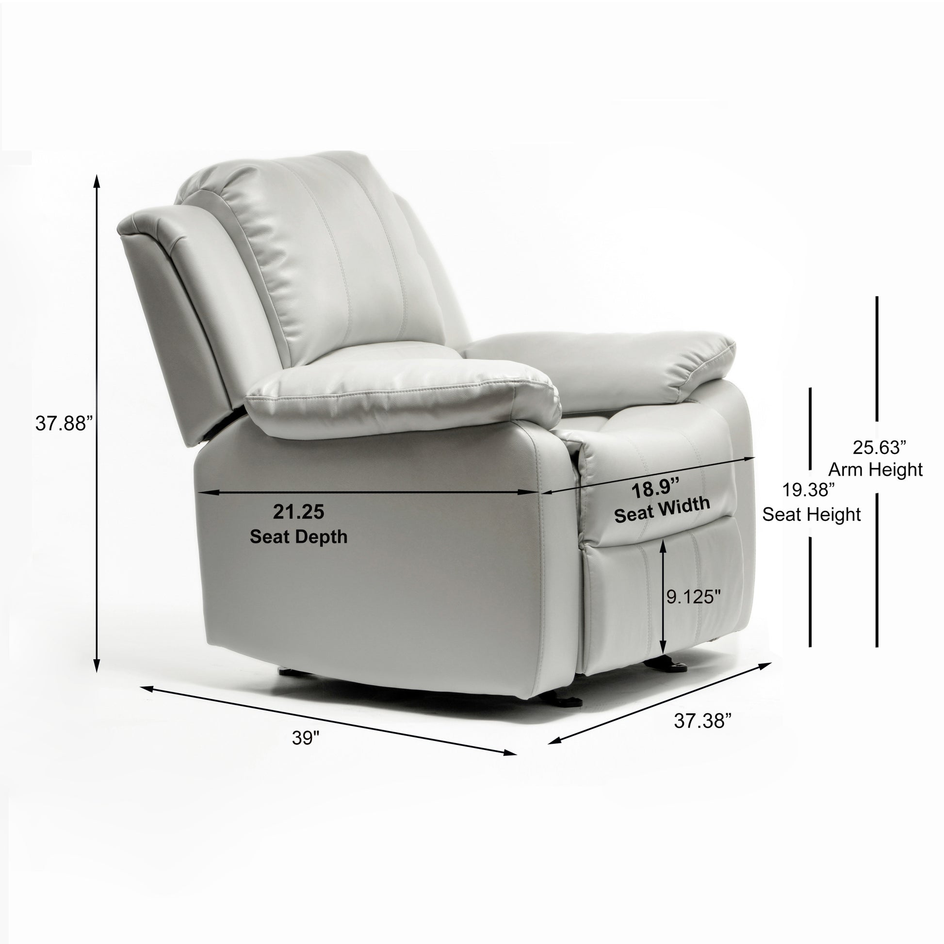 Charlotte Ivory Leather Gel Recliner ivory-foam-pu leather