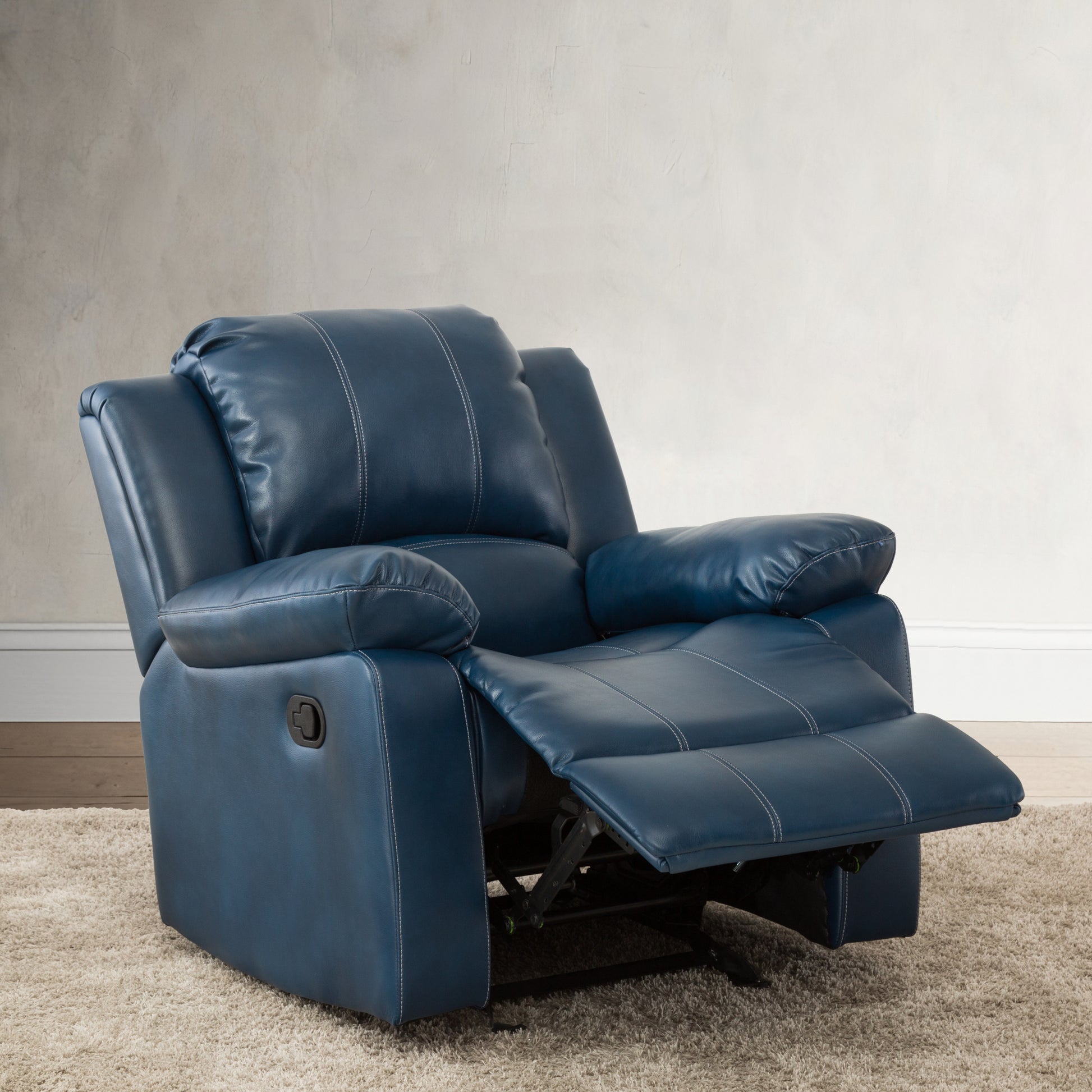 Charlotte Navy Blue Leather Gel Recliner navy blue-foam-pu leather