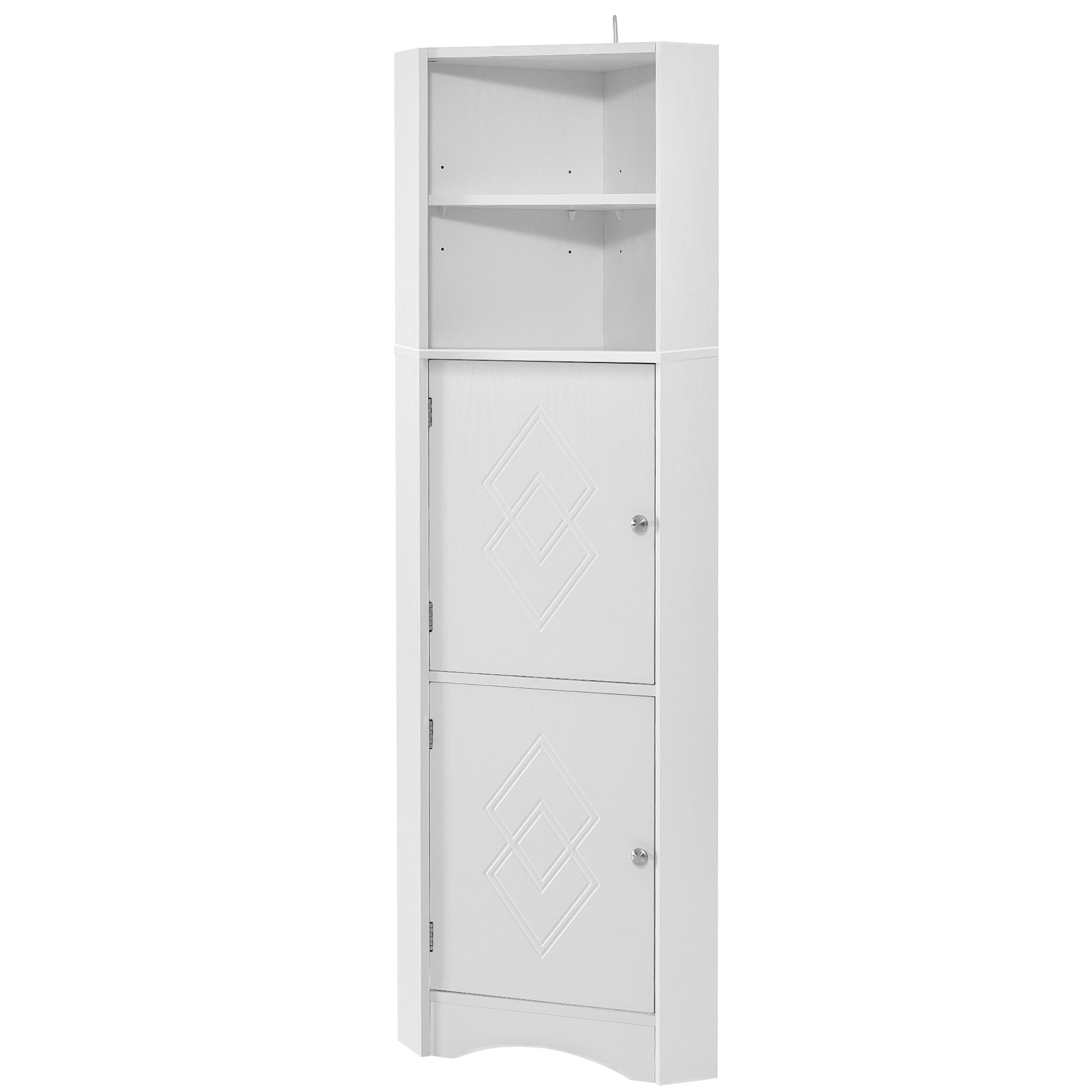 Tall Bathroom Corner Cabinet, Freestanding Storage white-mdf