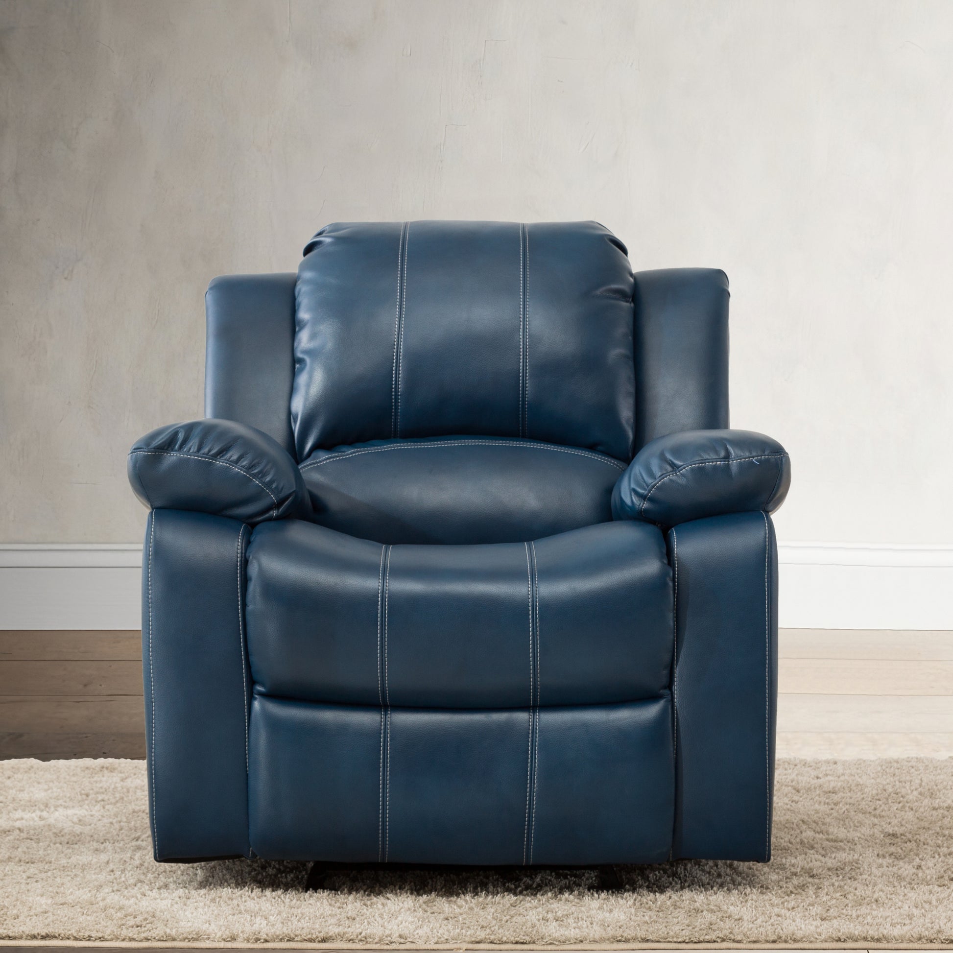 Charlotte Navy Blue Leather Gel Recliner navy blue-foam-pu leather