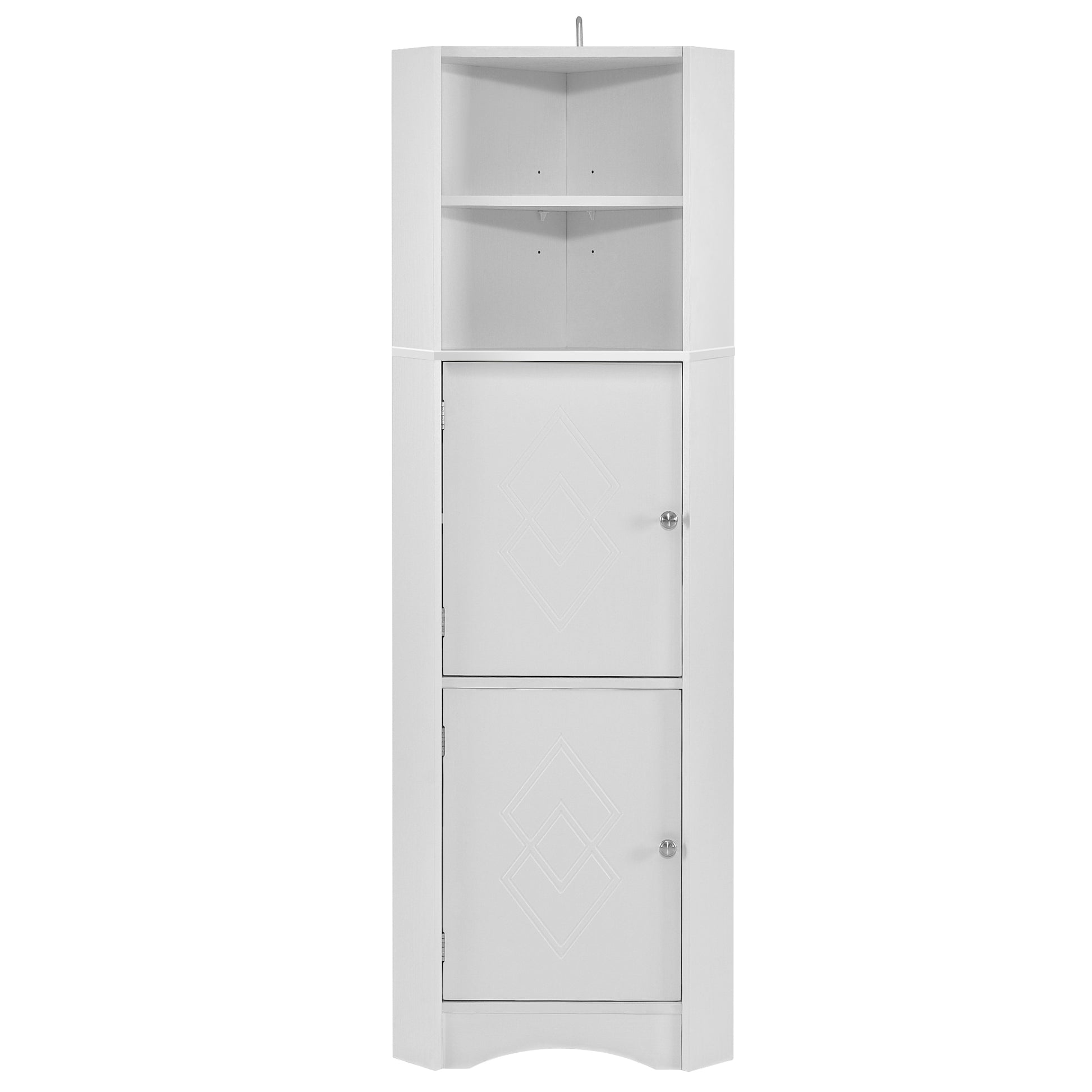 Tall Bathroom Corner Cabinet, Freestanding Storage white-mdf