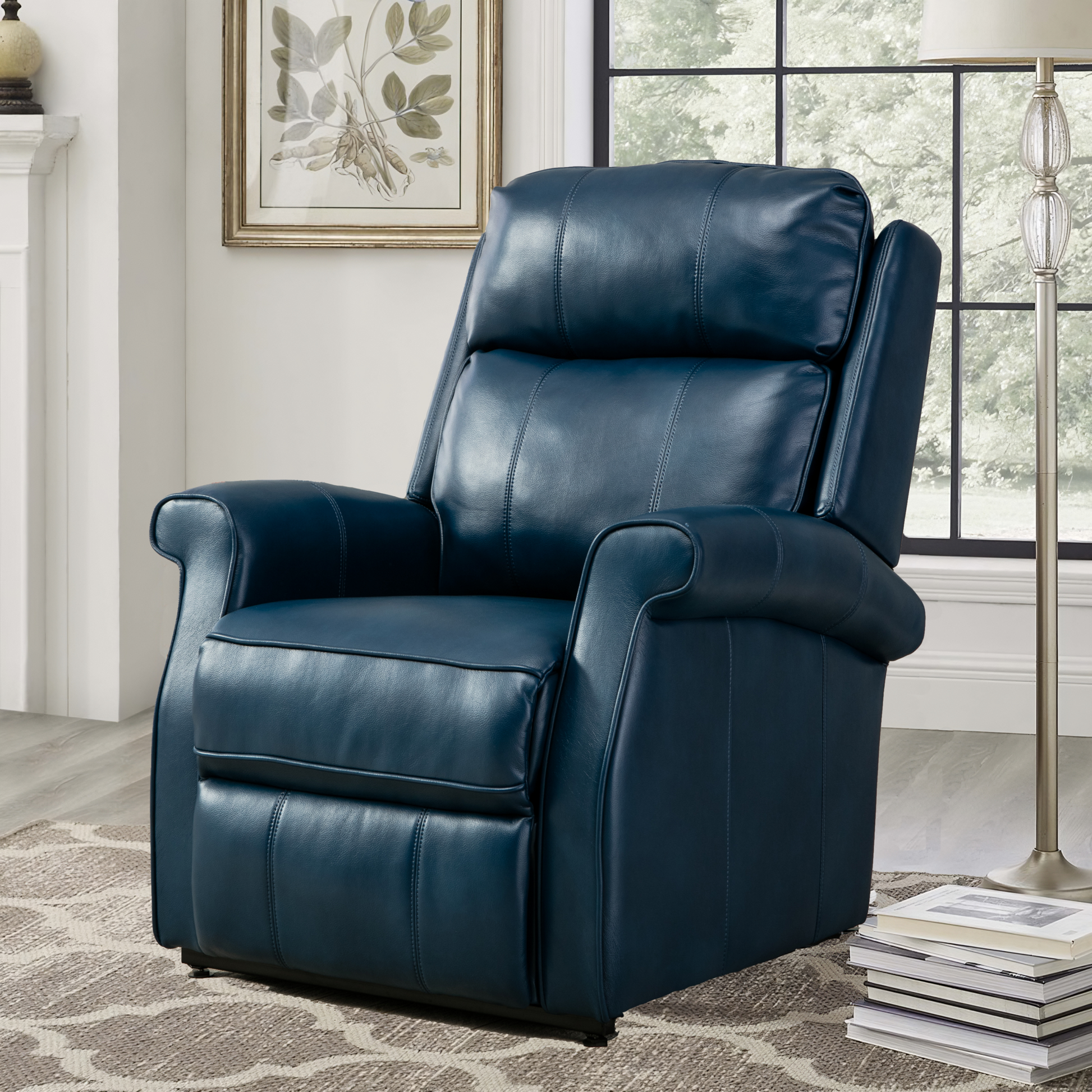 Landis Navy Blue Traditional Lift Chair navy blue-foam-pu leather