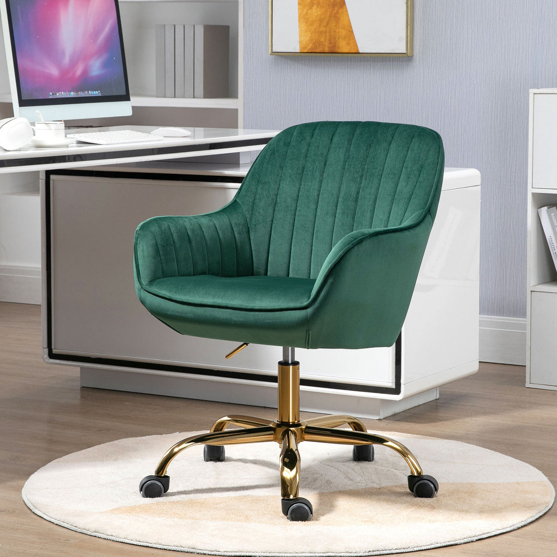 360 Green Velvet Swivel Chair With High Back -