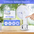 Clip on Fan with LED Lamp, Rechargeable Desk Fan, 4 white-plastic