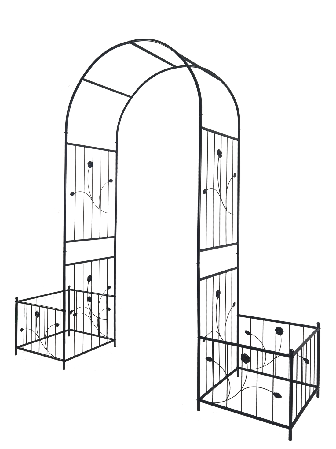 Metal Garden Arch With Two Plant Stands 79.5''