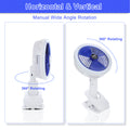 Clip on Fan with LED Lamp, Rechargeable Desk Fan, 4 white-plastic