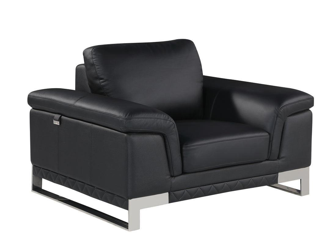 Top Grain Italian Leather Chair black-foam-leather