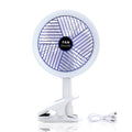 Clip on Fan with LED Lamp, Rechargeable Desk Fan, 4 white-plastic