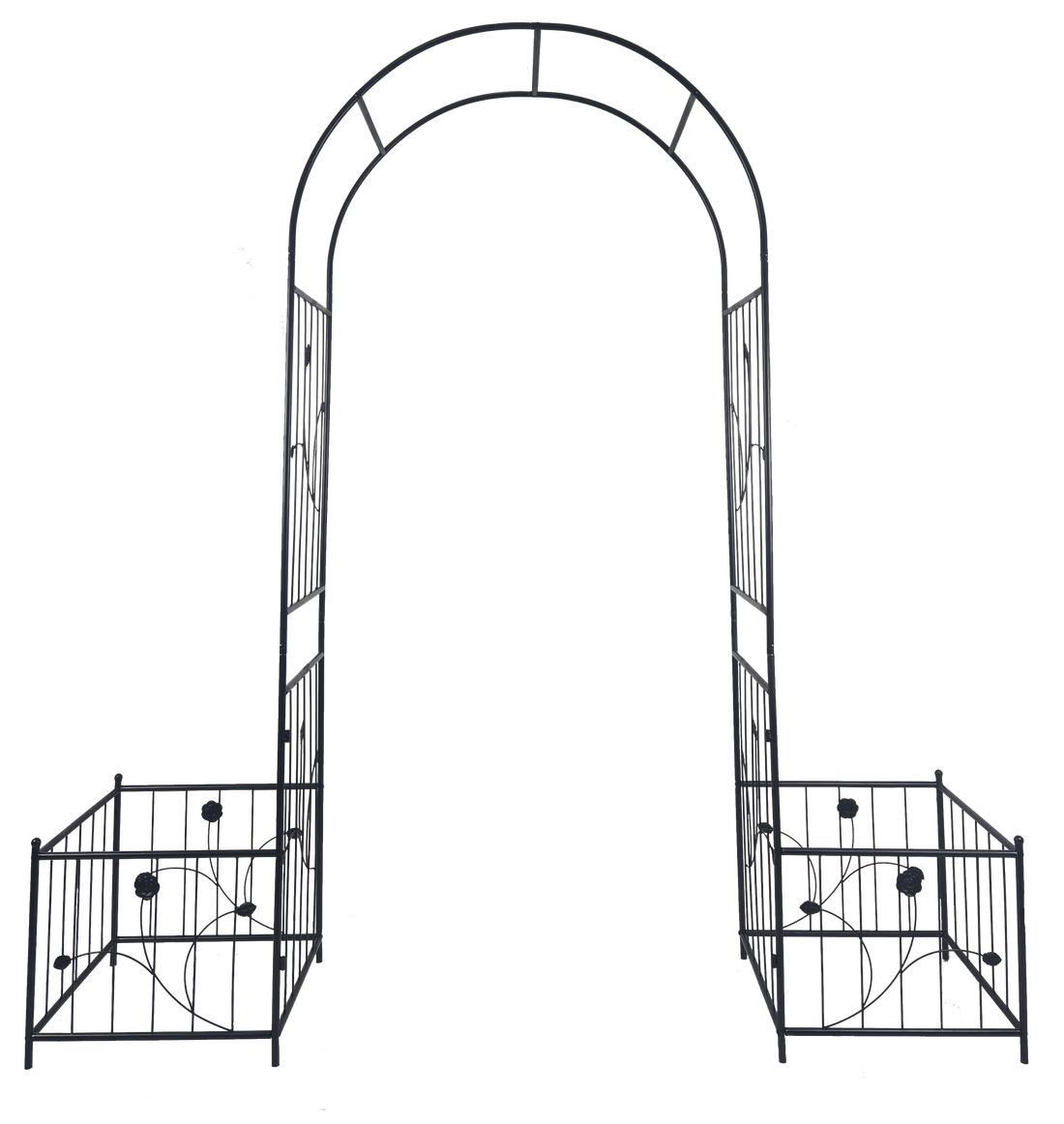 Metal Garden Arch With Two Plant Stands 79.5''