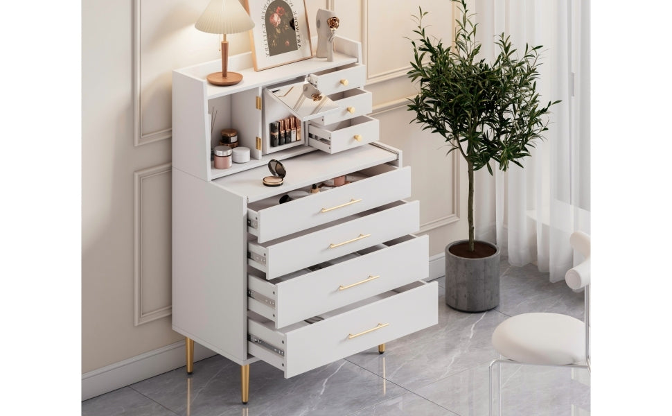 Vanity Makeup Table With Mirror And Retractable