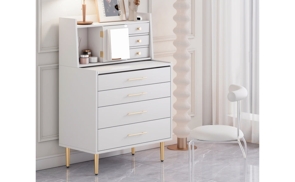 Vanity Makeup Table With Mirror And Retractable