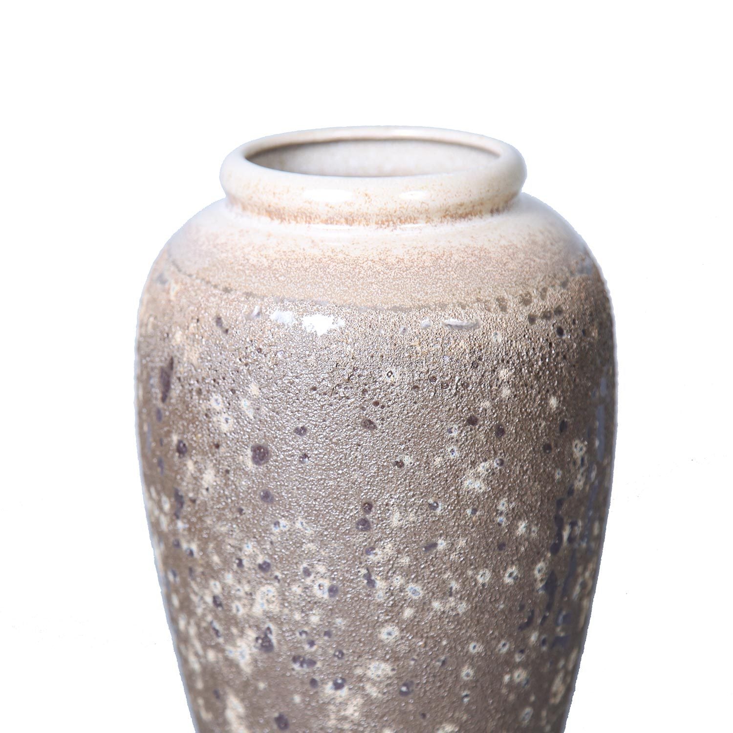 Vintage Sand Ceramic Vase 6.5"D x 12"H Artisanal Piece retro gray-ceramic