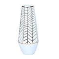 White Ceramic Vase with Gold Geometric Accent Design white-ceramic