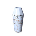 White Ceramic Vase with Gold Organic Accent Design white-ceramic