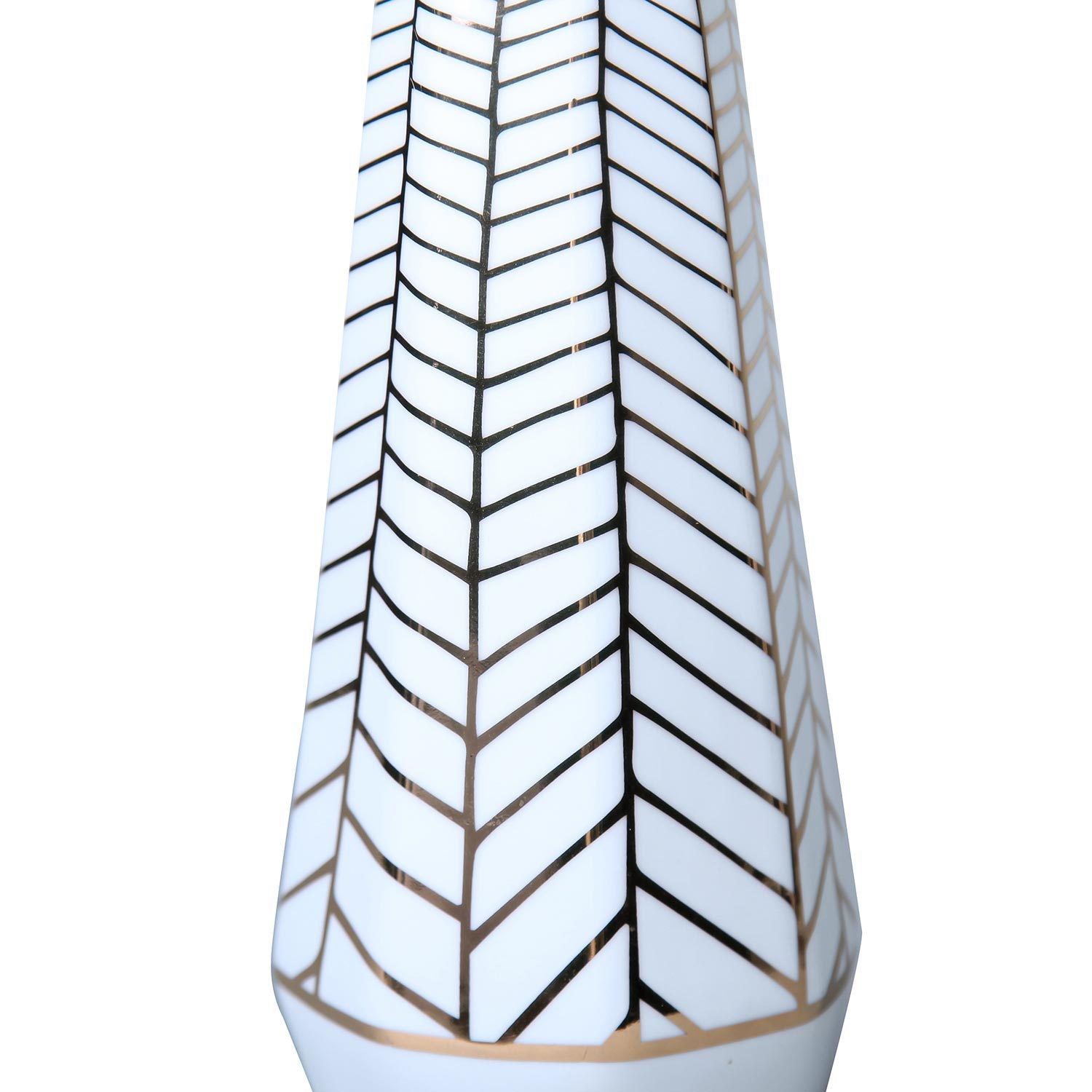 White Ceramic Vase with Gold Geometric Accent Design white-ceramic