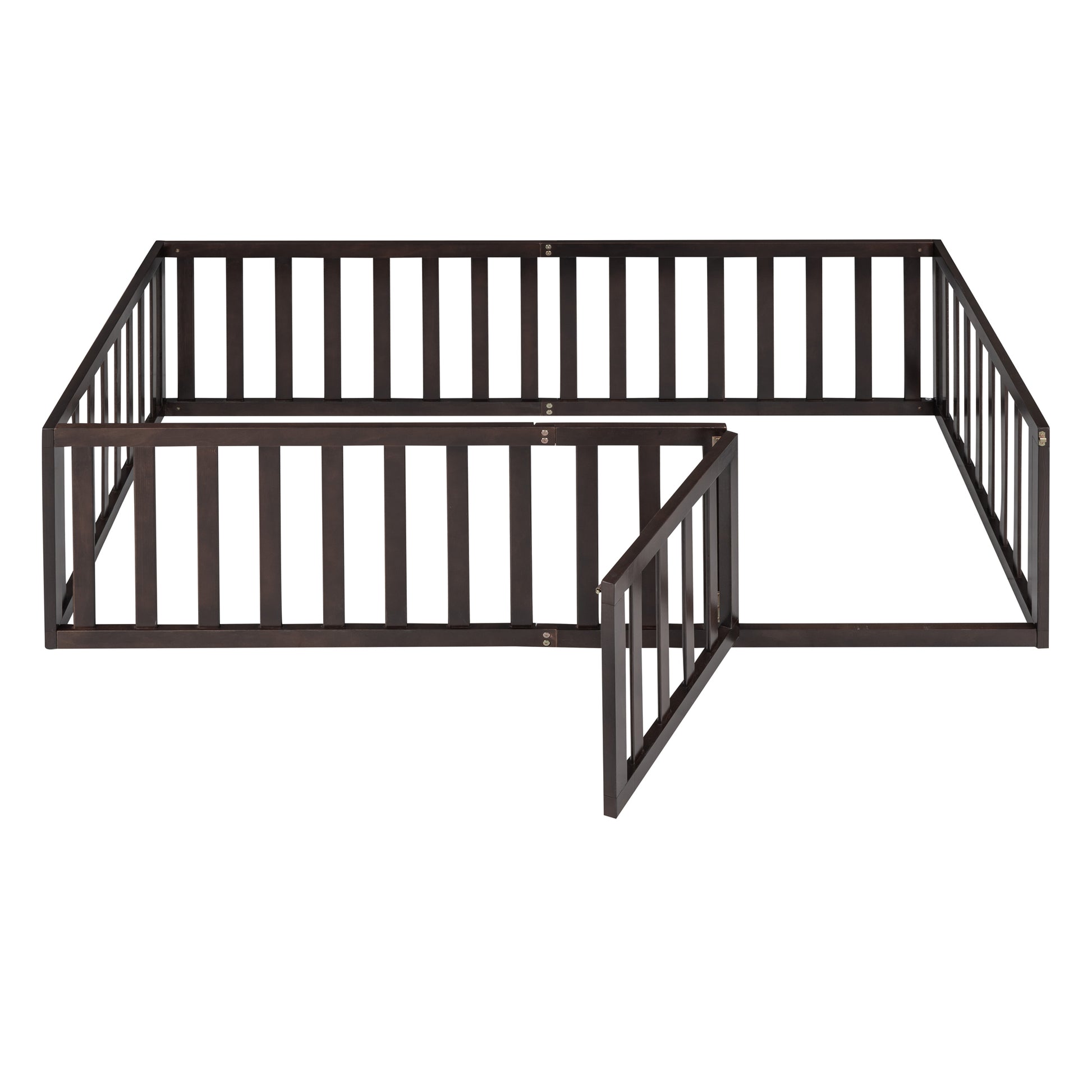 Twin Size Wood Floor Bed Frame With Fence And