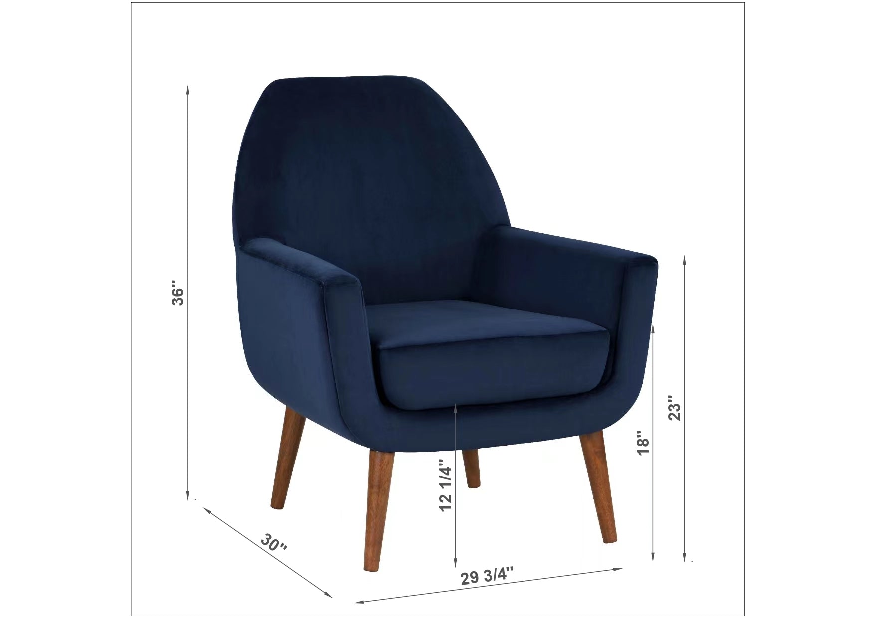 Astrid Mid Century Navy Blue Velvet Arm Chair navy blue-foam-velvet