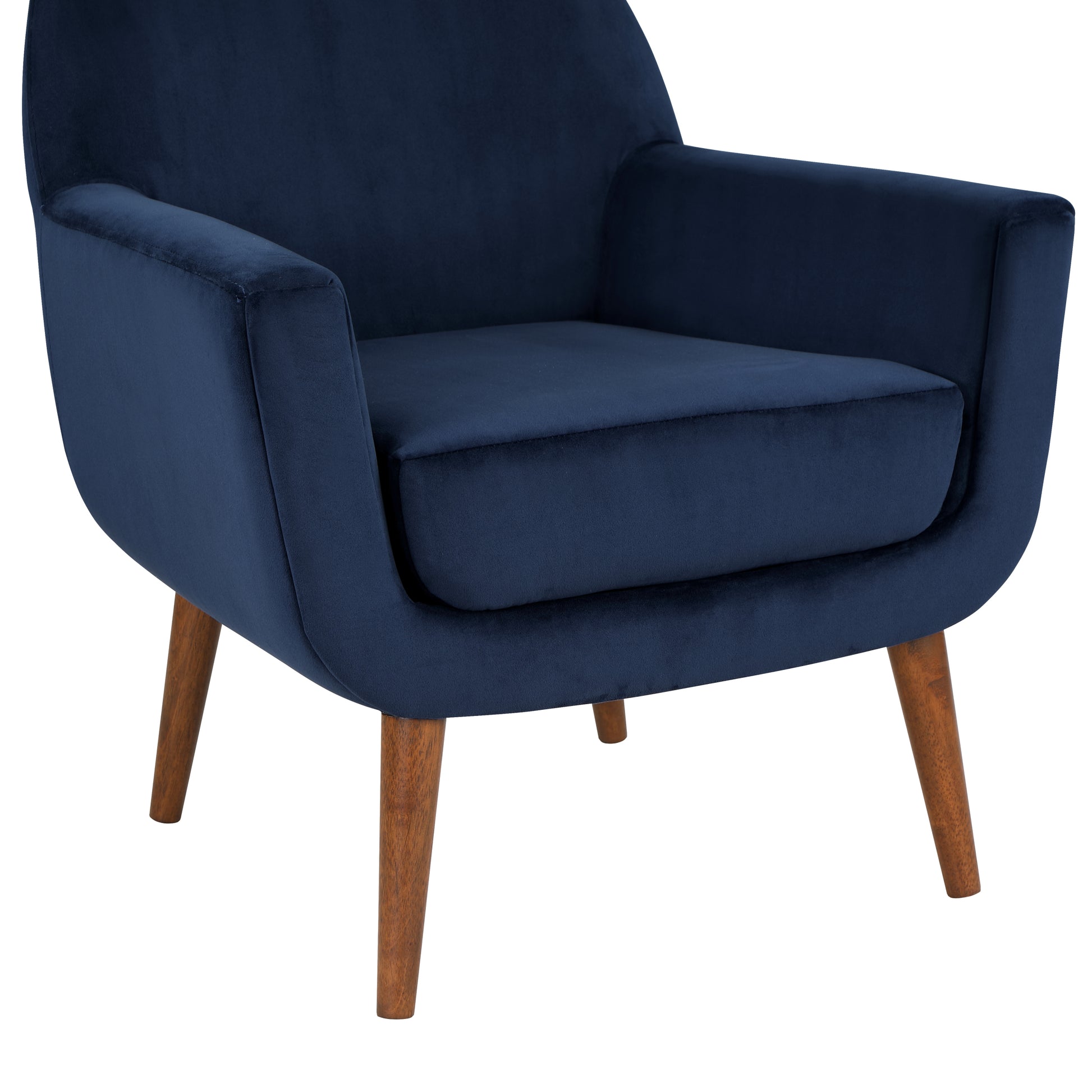 Astrid Mid Century Navy Blue Velvet Arm Chair navy blue-foam-velvet