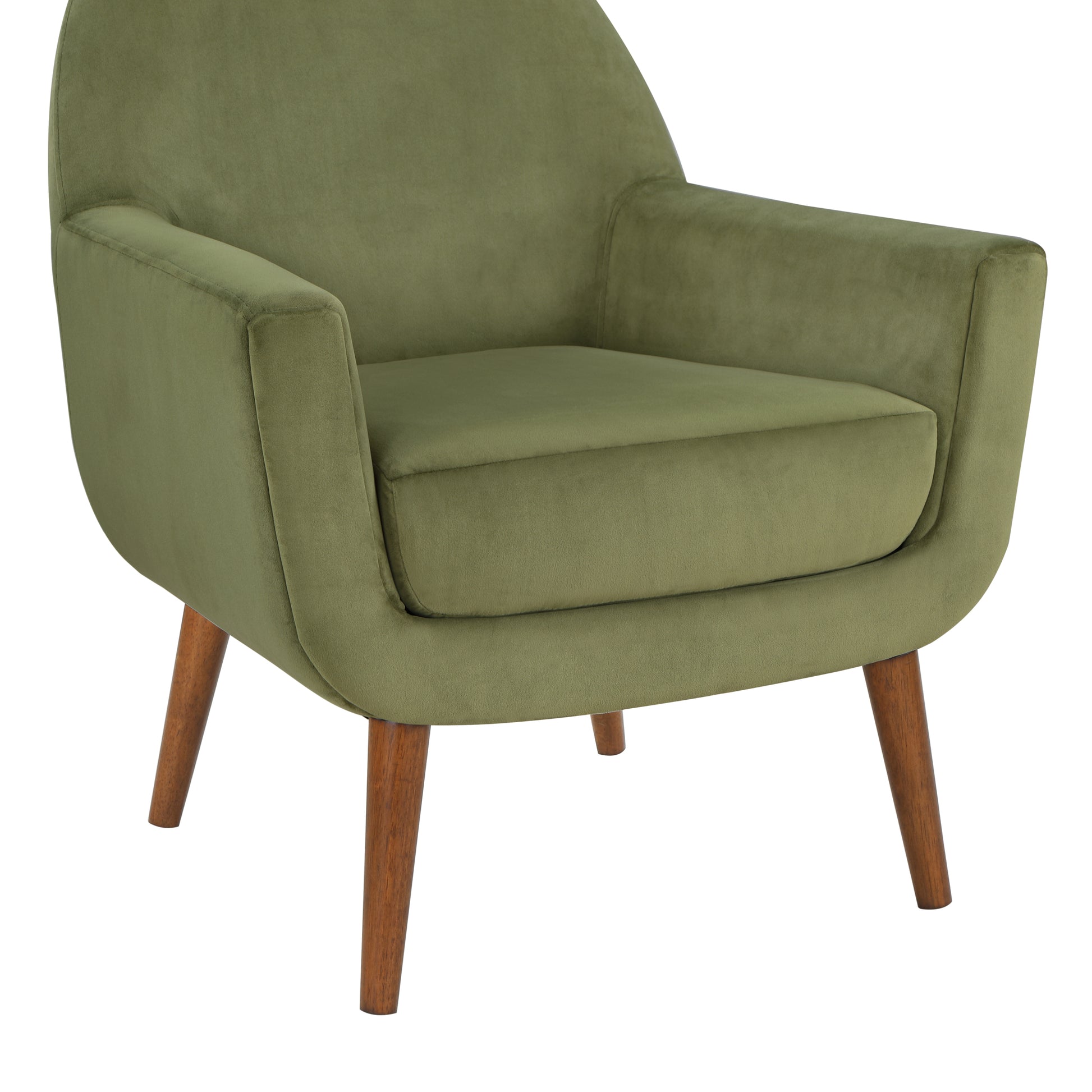 Astrid Mid Century Green Velvet Arm Chair green-foam-velvet