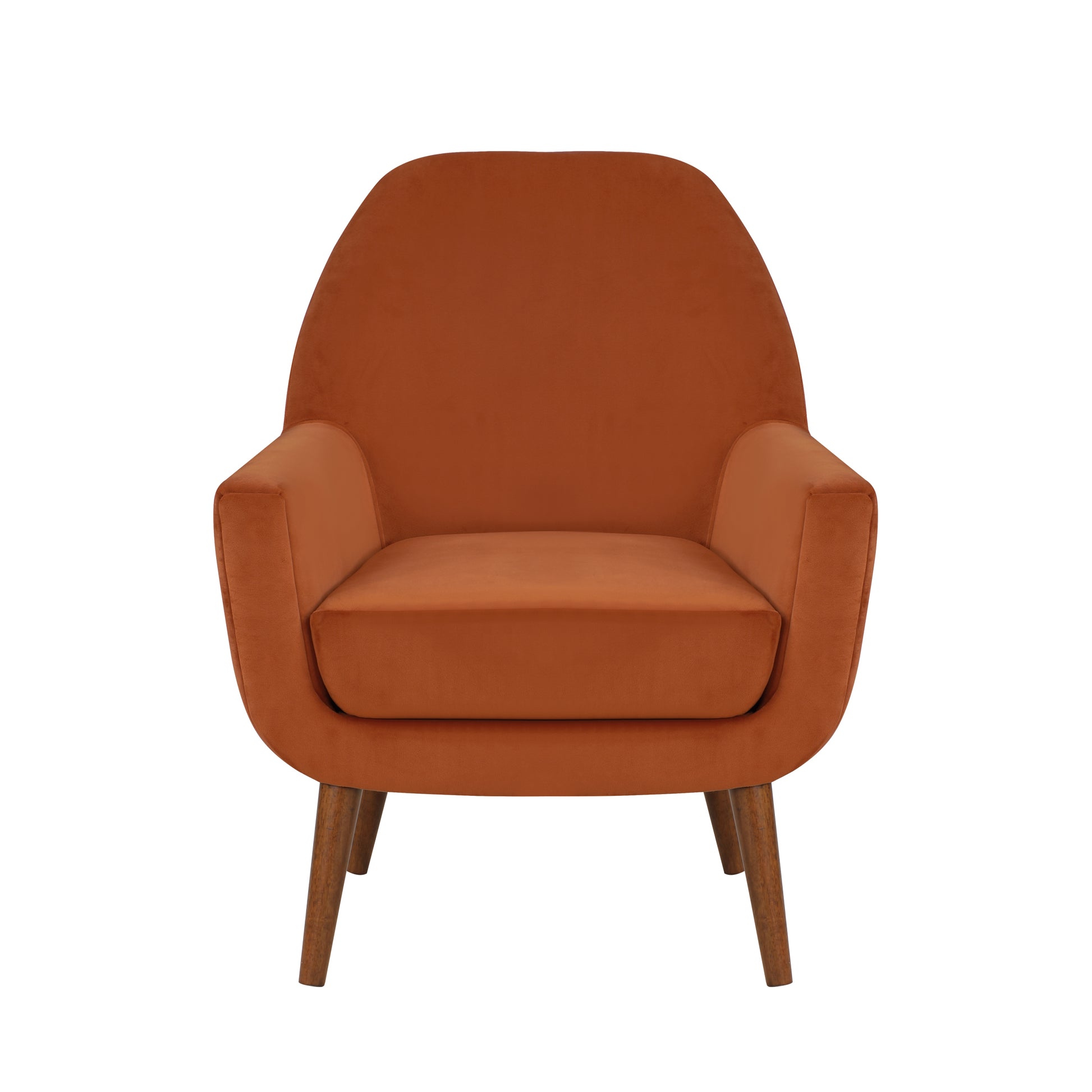 Astrid Mid Century Burnt Orange Velvet Arm Chair orange-foam-velvet