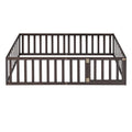 Twin Size Wood Floor Bed Frame With Fence And