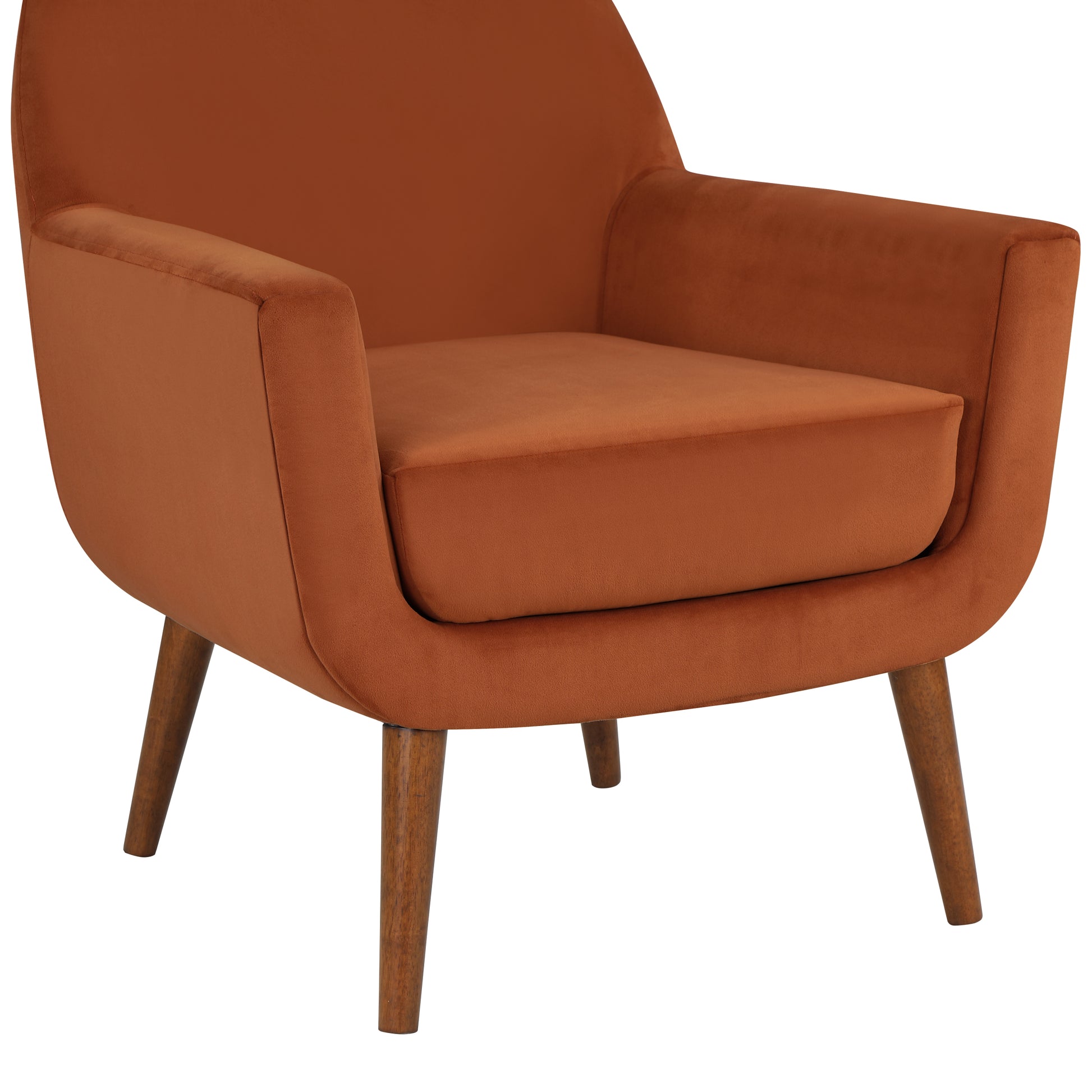 Astrid Mid Century Burnt Orange Velvet Arm Chair orange-foam-velvet