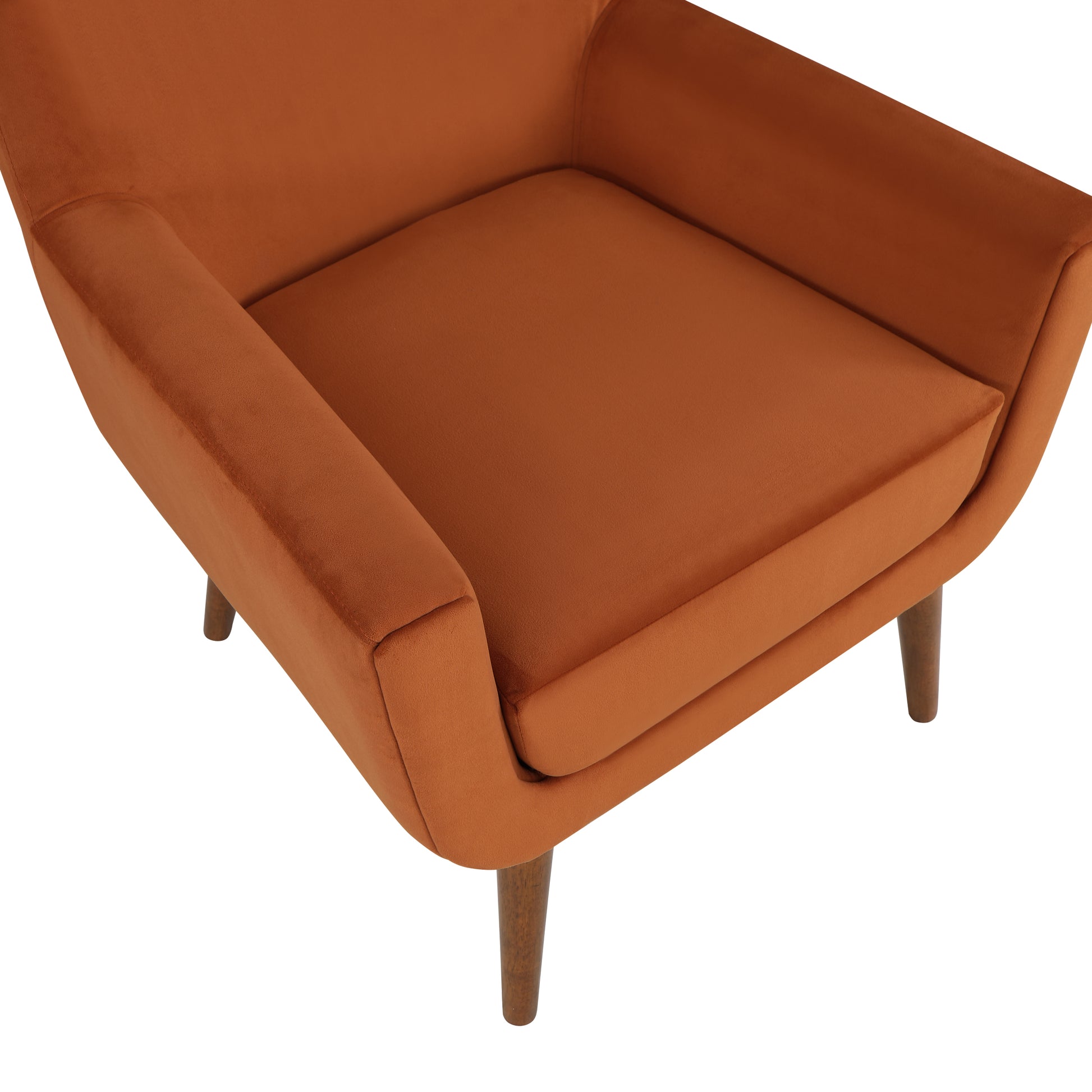 Astrid Mid Century Burnt Orange Velvet Arm Chair orange-foam-velvet