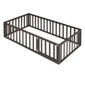 Twin Size Wood Floor Bed Frame With Fence And