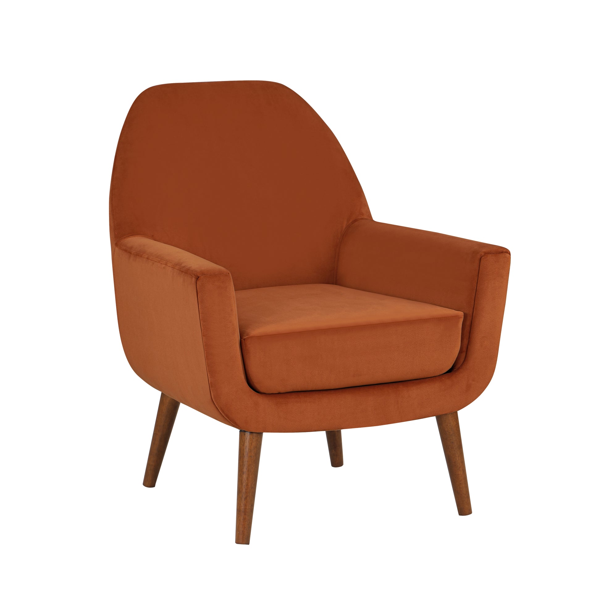 Astrid Mid Century Burnt Orange Velvet Arm Chair orange-foam-velvet