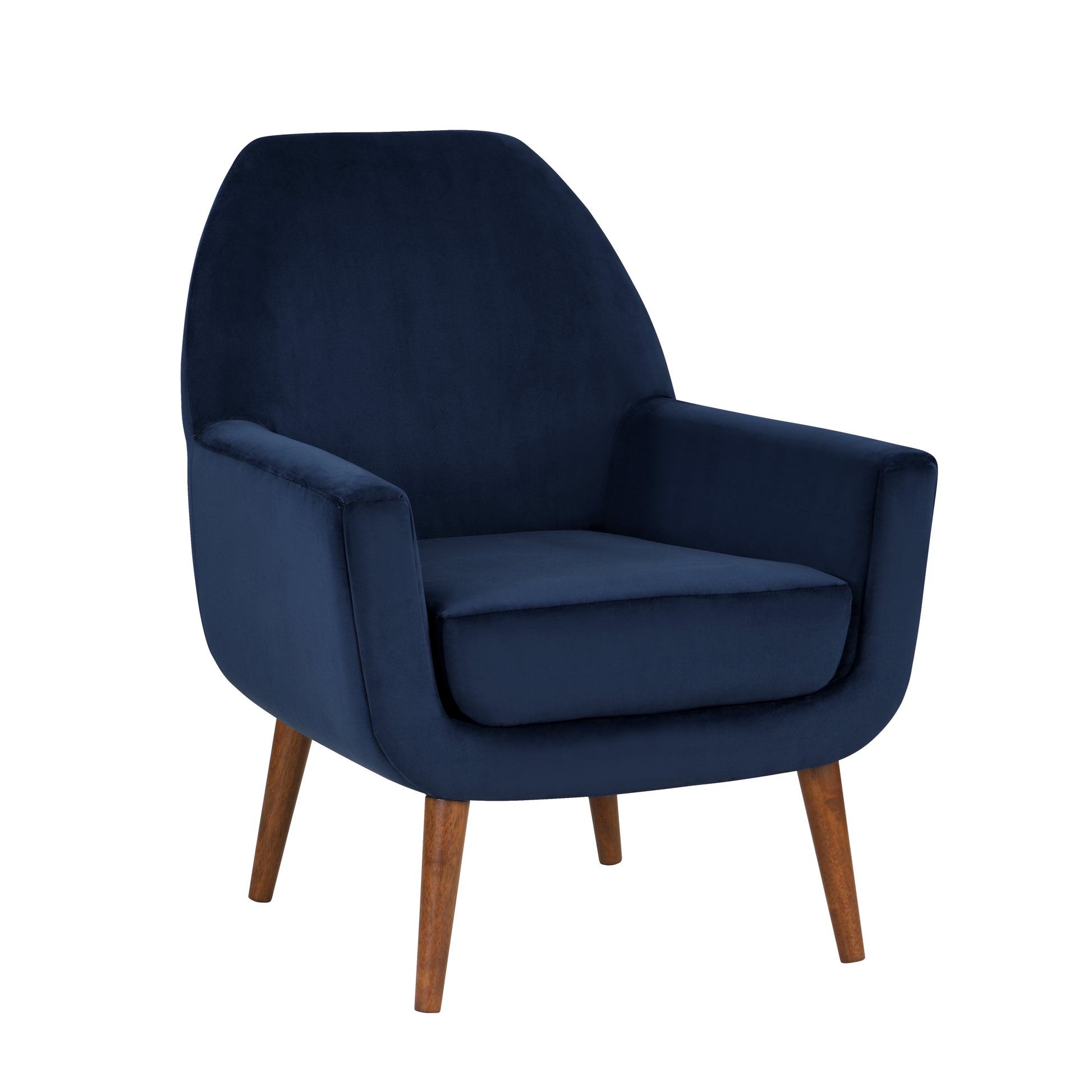 Astrid Mid Century Navy Blue Velvet Arm Chair navy blue-foam-velvet