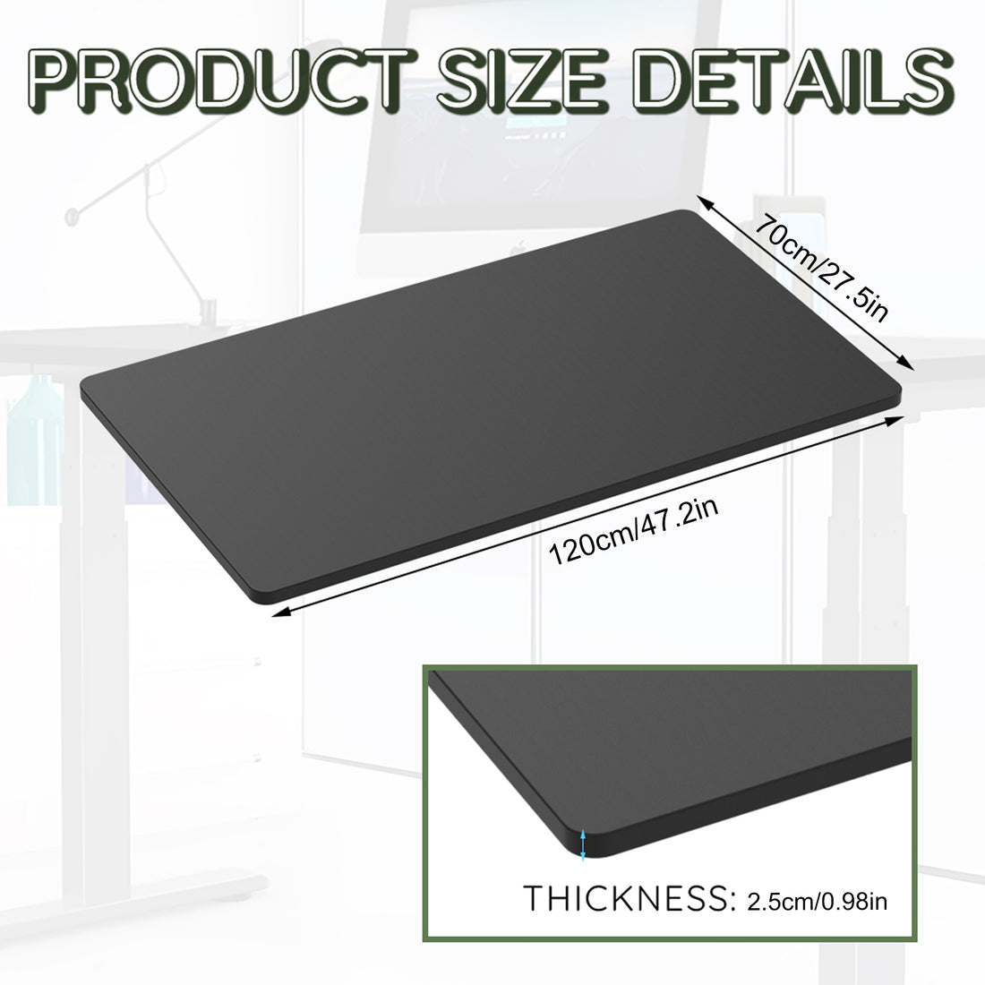 Tabletop Black 48inch L black-mdf