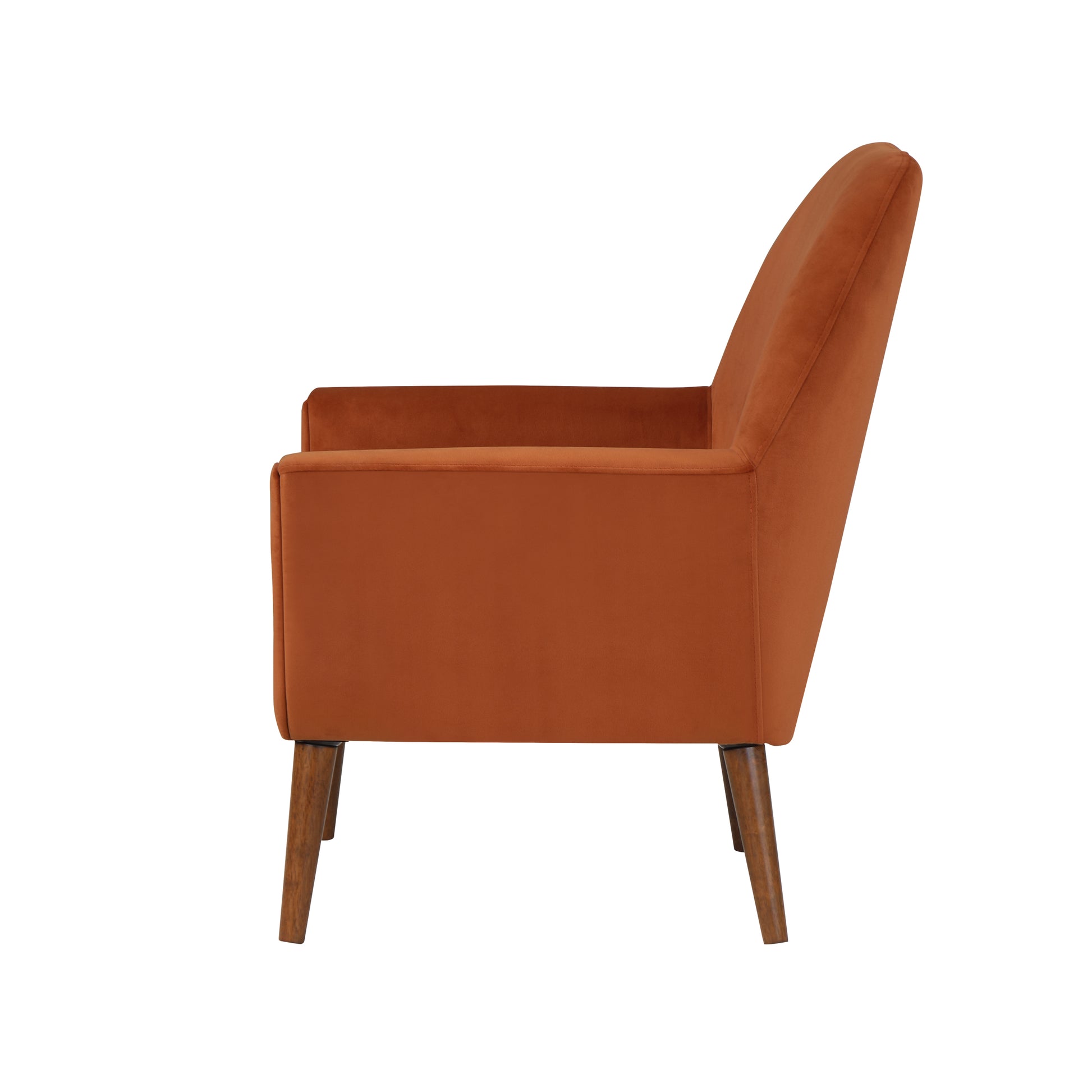 Astrid Mid Century Burnt Orange Velvet Arm Chair orange-foam-velvet