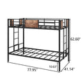 Twin Over Twin Size Metal Bunk Bed Black - Box