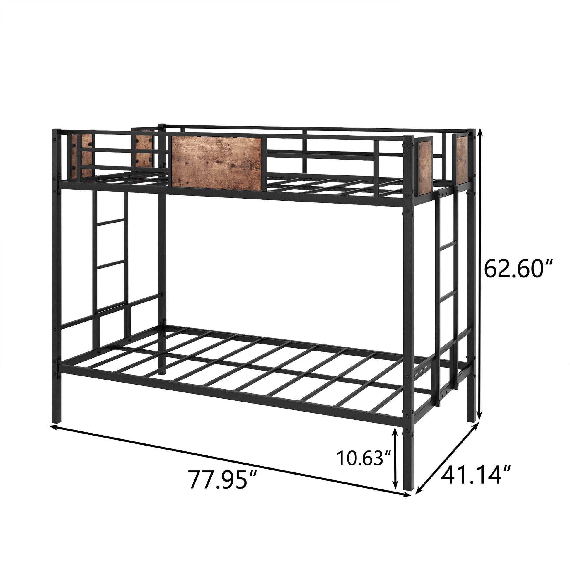 Twin Over Twin Size Metal Bunk Bed Black - Box