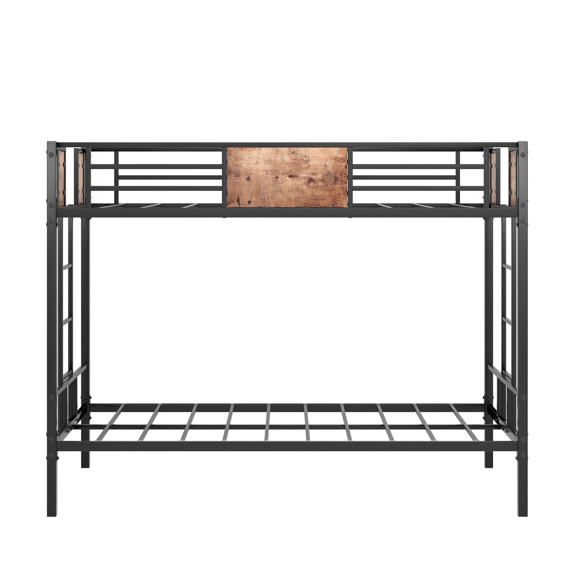 Twin Over Twin Size Metal Bunk Bed Black - Box