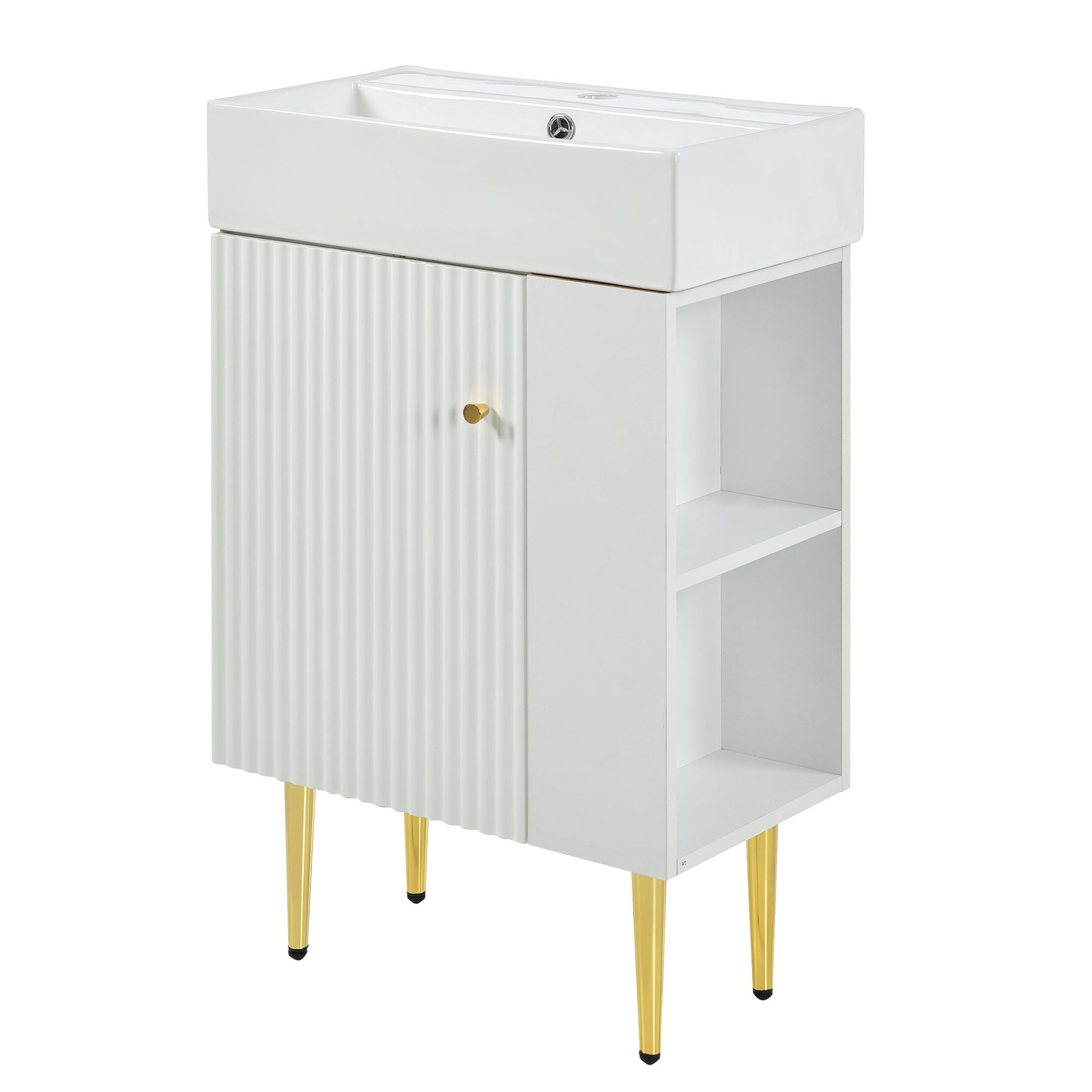 21.6" white Bathroom vanity, Combo Cabinet, Bathroom white-ceramic+mdf