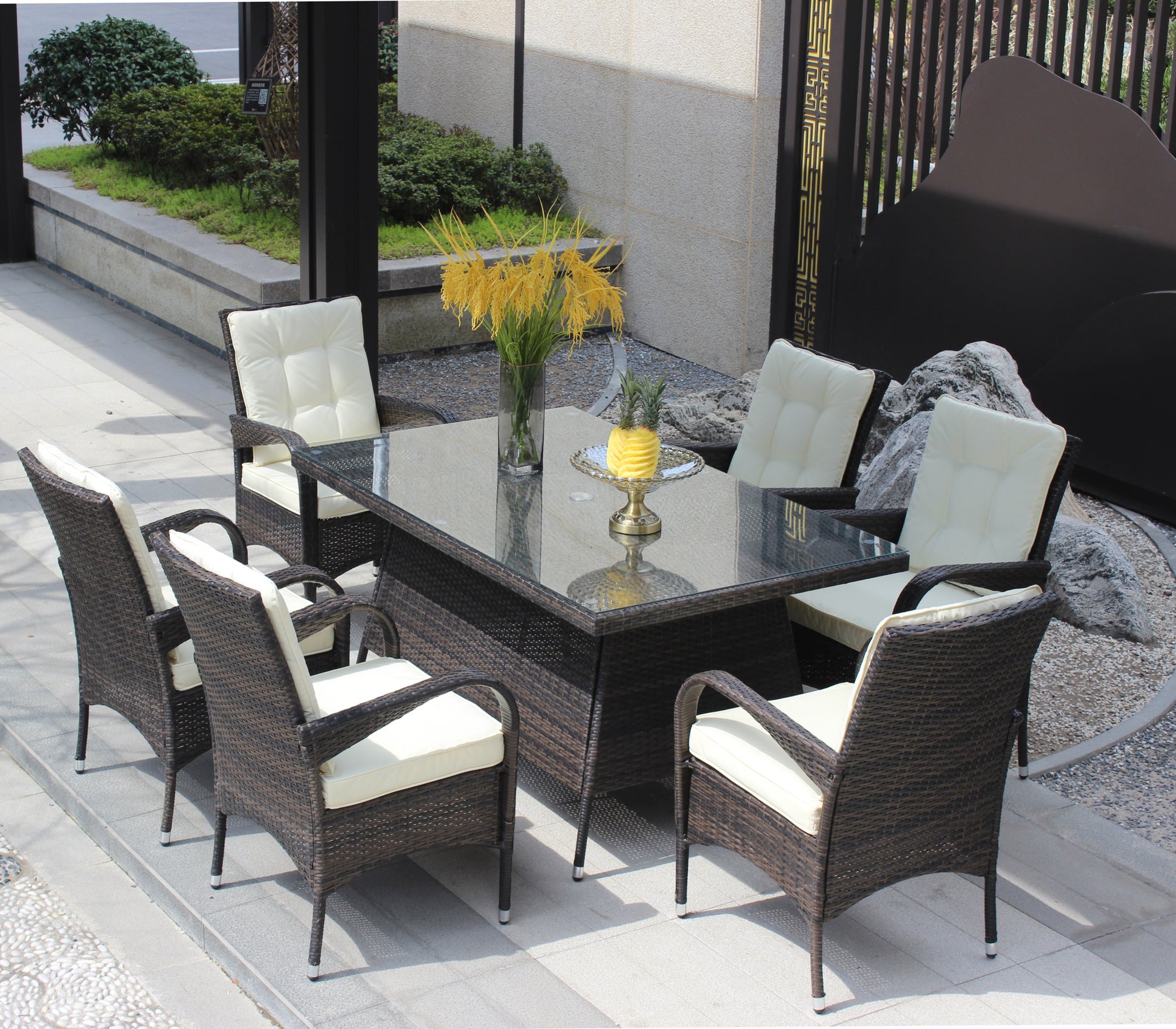 Patio 7 Piece Rectangular Dining Set With 6